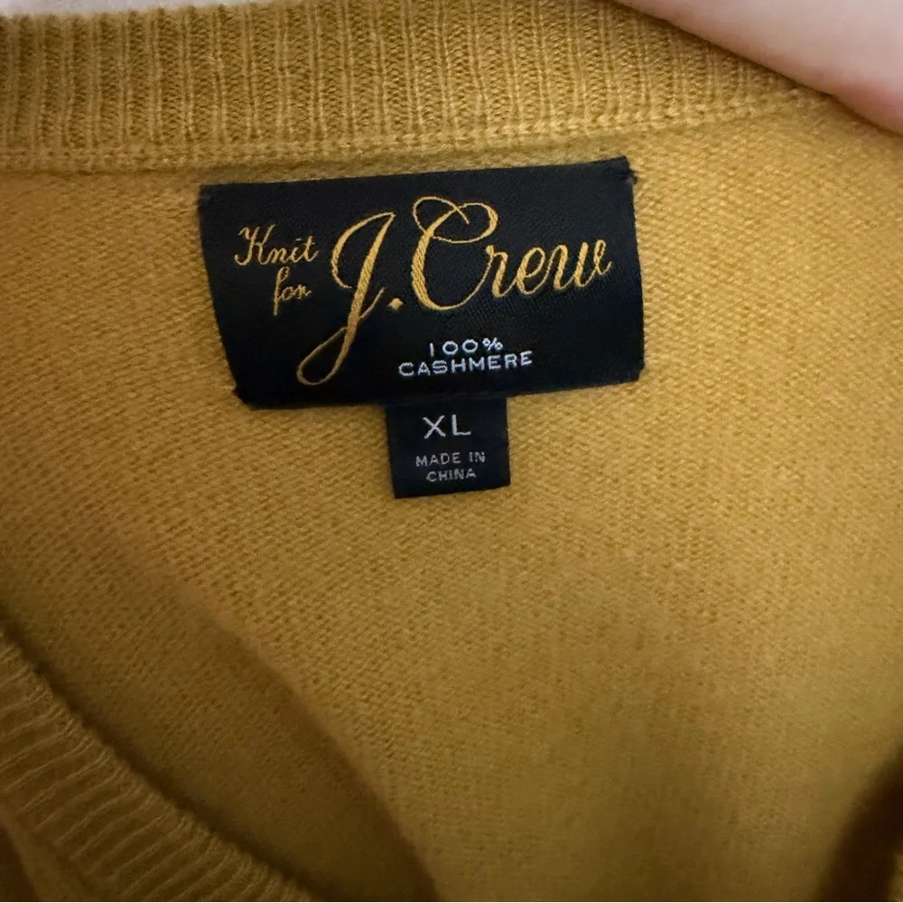 J. Crew 100% Cashmere Sweater Crewneck Elevated Basic Soft Golden Mustard Yellow